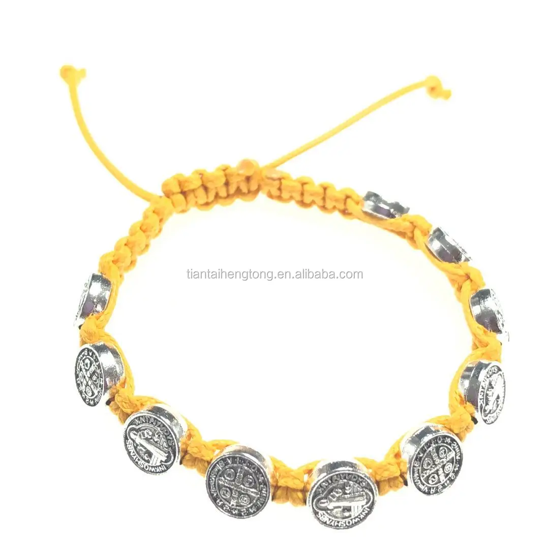 st benedict bracelet wax cord hand knitted rope bracelets in red pink green blue black orange color