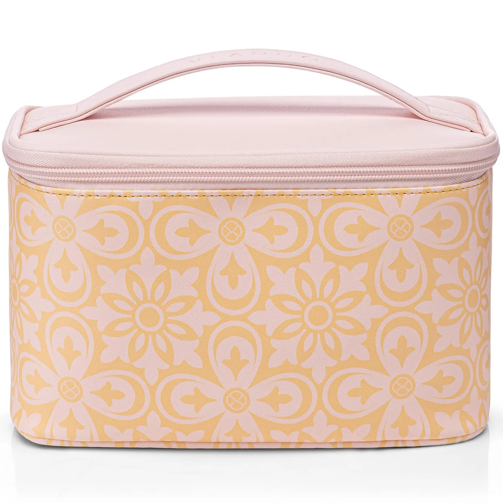 New Custom Leather Waterproof Cosmetic Bag Floral Pu Leather Cosmetic Bags Large capacity Makeup Organizers