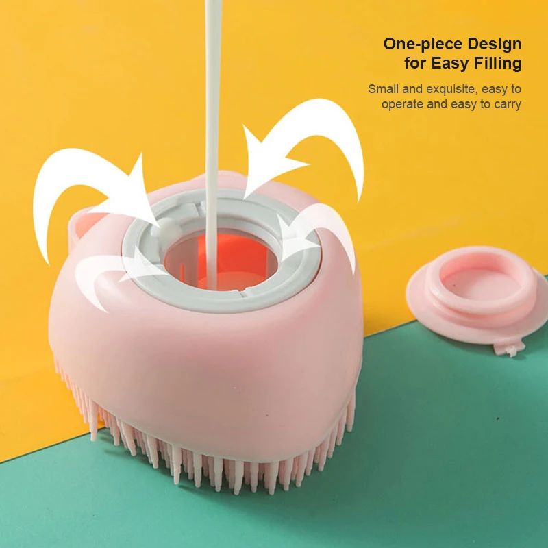Petstar 2 In 1 Silicone Dog Cat hampoo Soap Dispensing Grooming Pet Bath Massage Brush