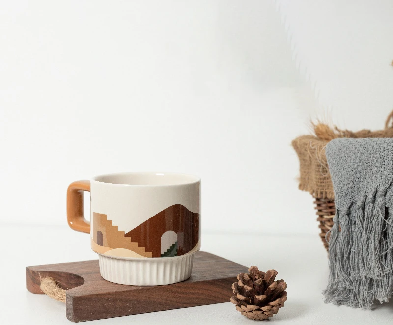 Coffee Mug Vintage Ceramic Mug Exquisite Nordic Design Porcelain Stackable Mugs Milk Cups