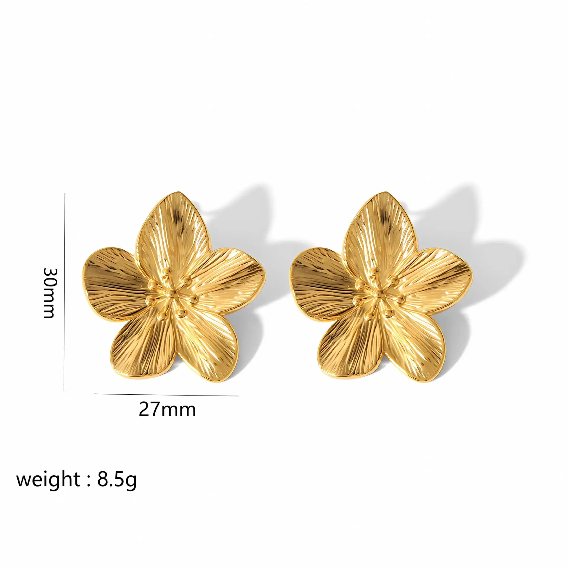 Luxury Statement Butterfly Earrings Sunflower Studs Flower Charms 18k Gold Plated Stainless Steel Stud Earrings for Women