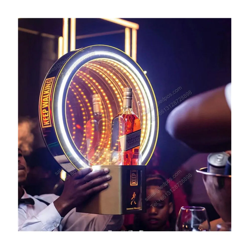 New Arrival Walker Whisky Bottle Glorifier Keep Walking Black Whiskey Led Bottle Presenter Vodka Tequila Display Rack