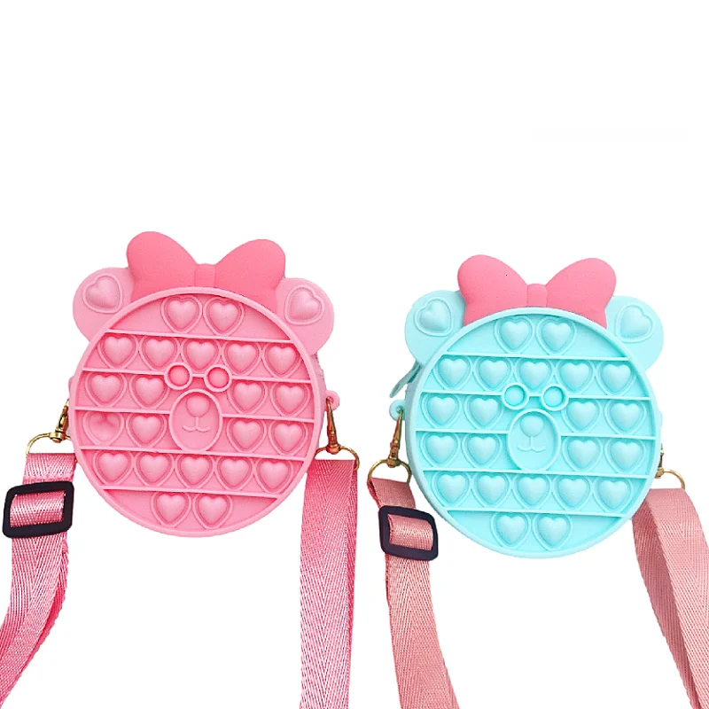 Push It Bubble Pop Popper Fidgets Packs Crossbody Simple Shoulder Bag for Kid Adult Pop Purse Bags Fidget Toy Pack for Girl