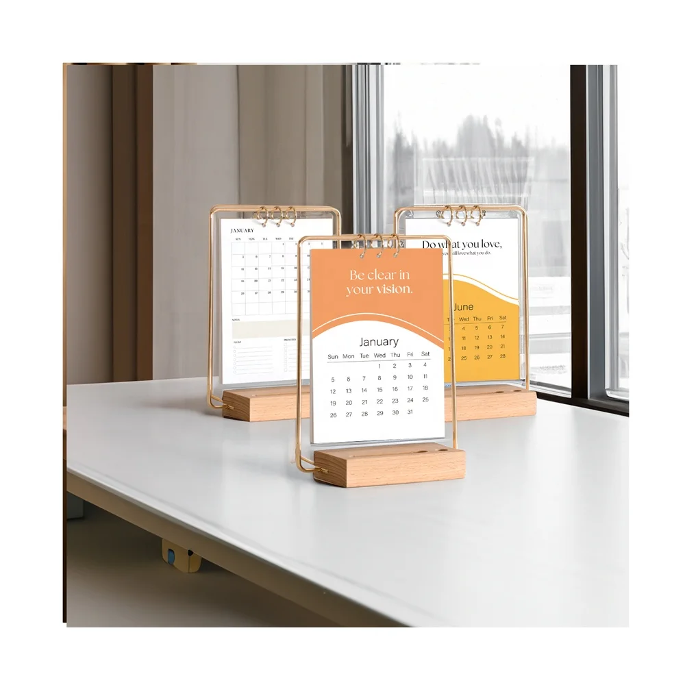 Custom New Arrival 52 Weeks Dairy Office Recold Paper Calendar Inspirational Christian Agenda Wood Table Calendars With Stickers