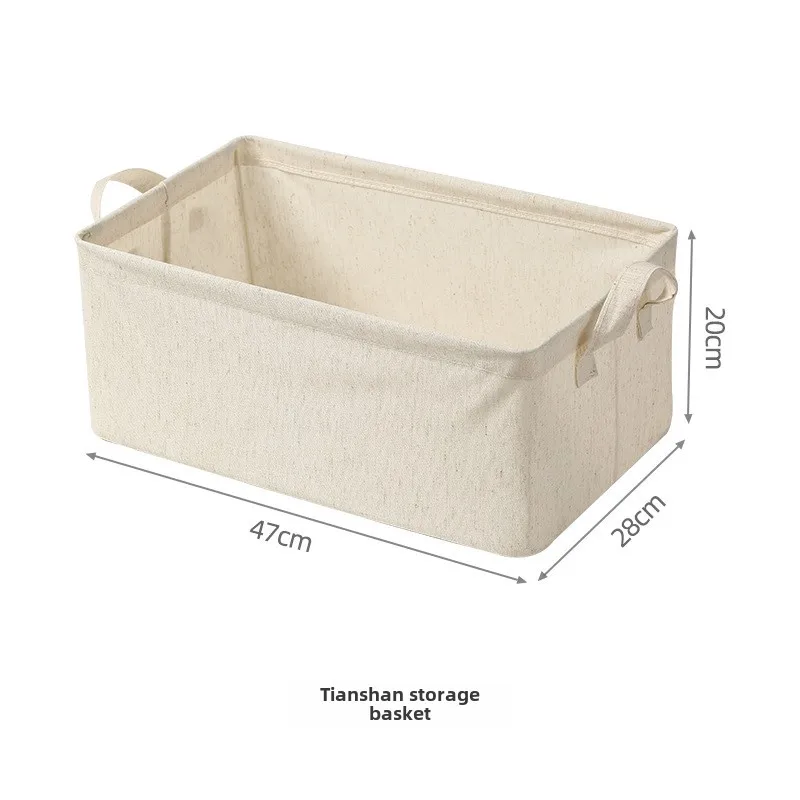 Choice Fun Foldable Fabric Storage Basket Washable Cotton Linen Living Closet Organizer with Handle for Bedroom Organization