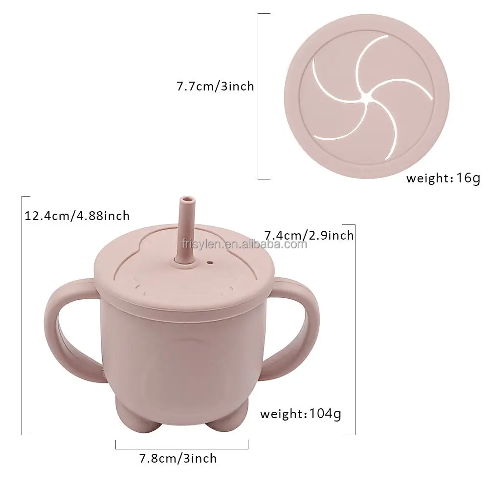 Baby Food Grade Silicone Cup with Straw and Lid Waterproof Leak-Proof Sippy Cup Small Glass for Thanksgiving Low MOQ