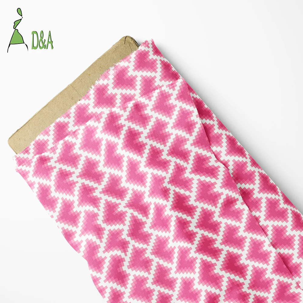 Wholesale Geometric Pixel Love Pattern Printed Fabric 100% Polyester Satin Fabric For Garment