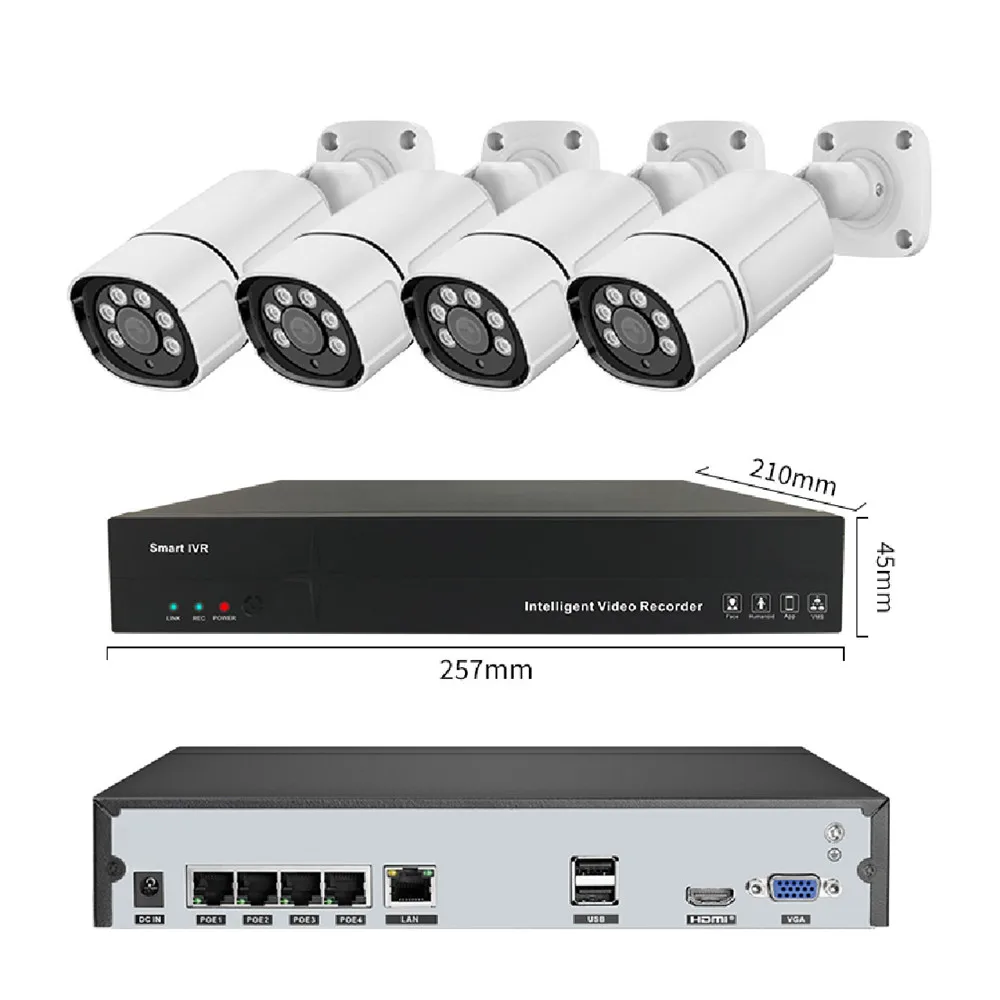 JXJ POE NVR Kit Security System HD  H.265 IR Outdoor Audio Record IP P2P Video Surveillance Set Ai Motion Sensor Cctv Camera Buy