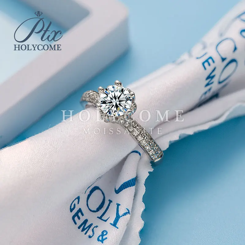 Pave floral design VVS 1 carat diamond women 925 sterling silver moissanite ring