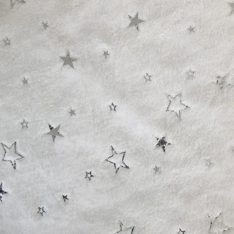 100% Polyester hometextile fabric low pile coral flannel fleece plush foil printed fabric