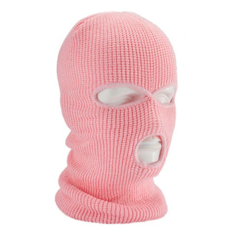 Winter Pure Color Warm Balaclavas Hat Motorcycle Cycling Beanie Hood Wholesale 3 Hole Knitted Full Face Cover Ski Face Mask