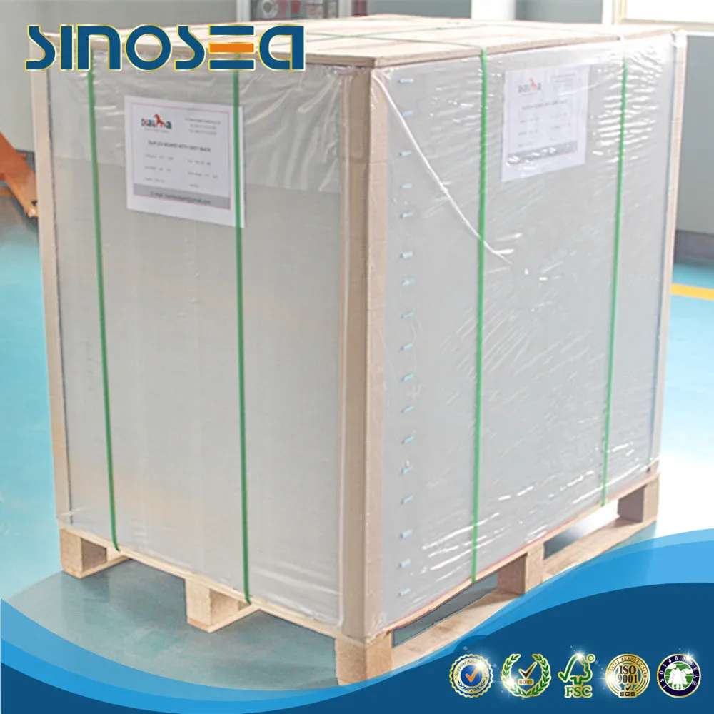 China manufacture recycled grey back white cardboard