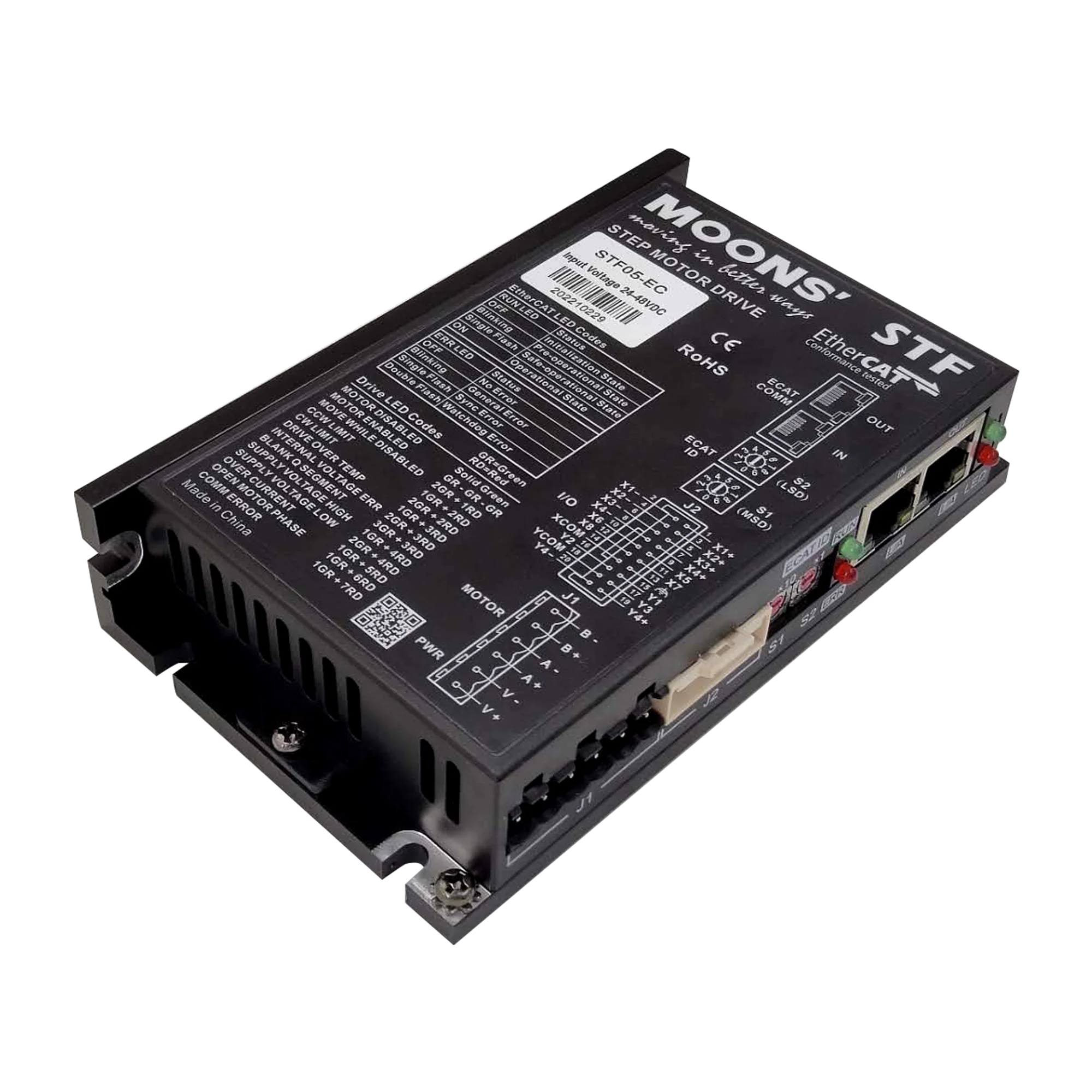 Moons  hybrid intelligential EtherCAT 2 phase 24v-48v 5a microstep digital dc power step driver ethercat