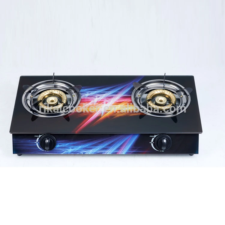 
Indian stainless steel burner glass top portable cooker 2 gas burner gas stove 