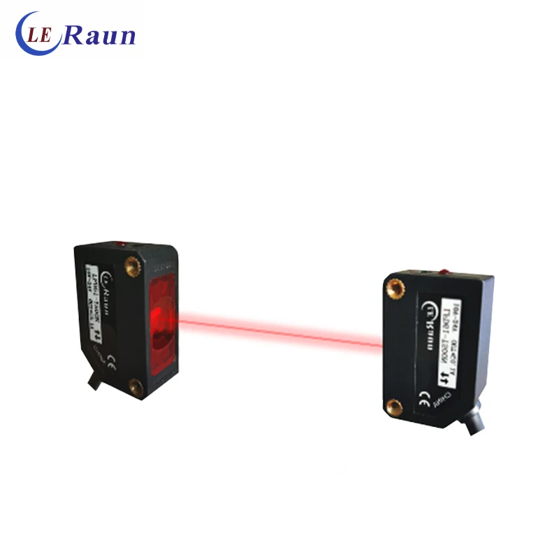 Leraun Square Photoelectric Sensor Switch with Sensing Distance 100mm-5m Through beam Diffuse Reflection Photoelectric Sensor
