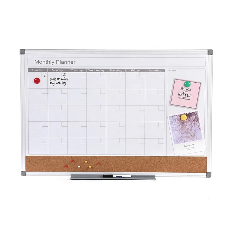 Высококачественная 3 в 1 комбинированная ежемесячная доска для сухого стирания белая доска Алюминиевая рамка магнитная доска для планировщика доска календарь для стены
