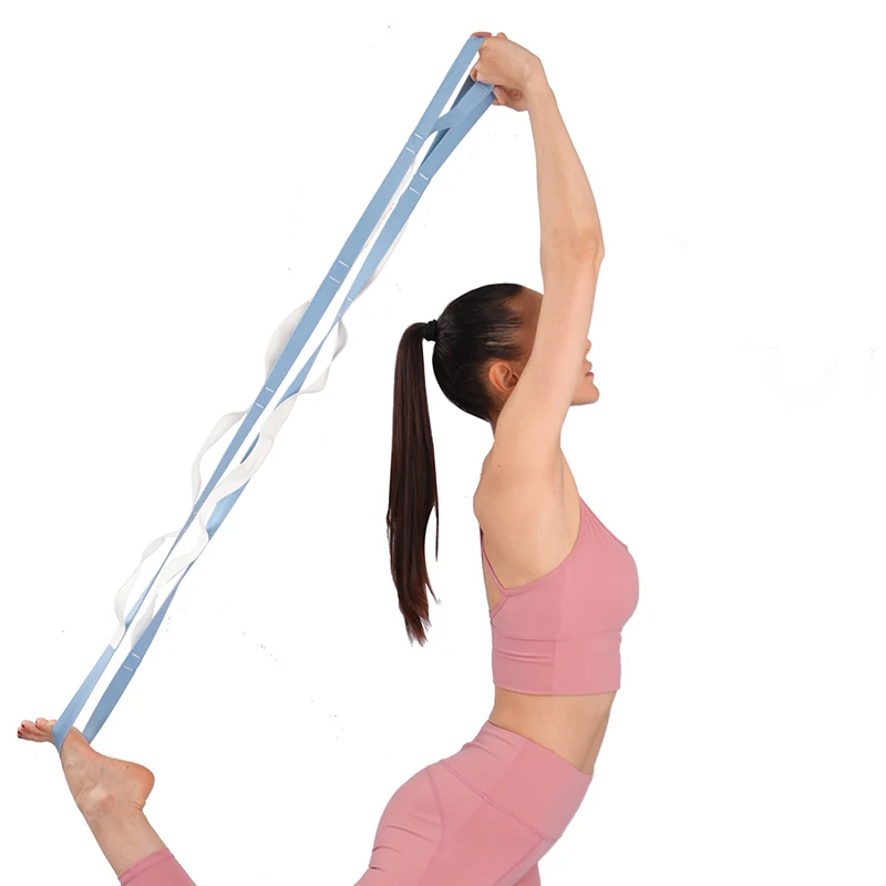 Custom Elastic Yoga Carry Band Flexible Loop Exercises Workout Foot Stretch Resistance Yoga Strap Belt