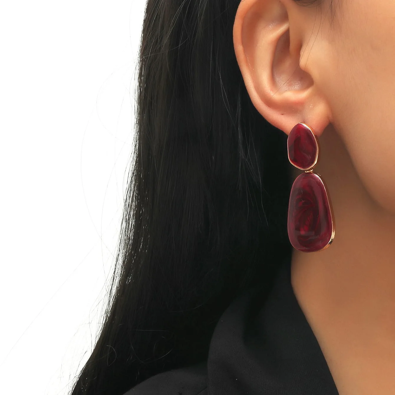 Vintage Marble Earrings 2024 Ivory Geometric Irregular Shell Earrings For Women