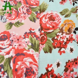 Mulinsen Textile Reactive Printed Floral Design Rayon Challis Fabric, 100% Viscose Poplin Fabric, Viscose Fabric