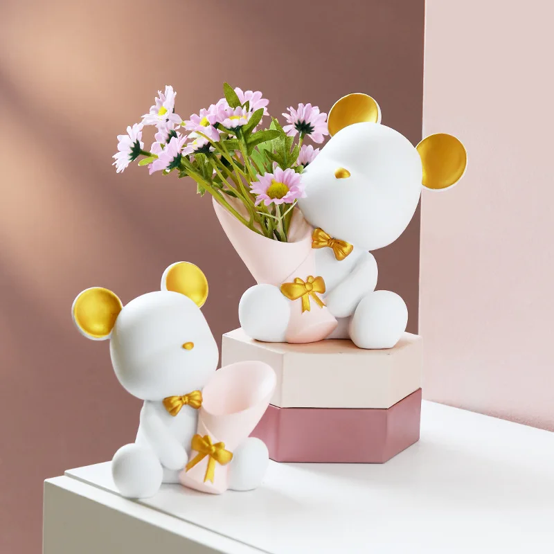 Creative Resin Violent Bear Decoration Home,Living Room Decoration,Flower Cladding Bear Gift