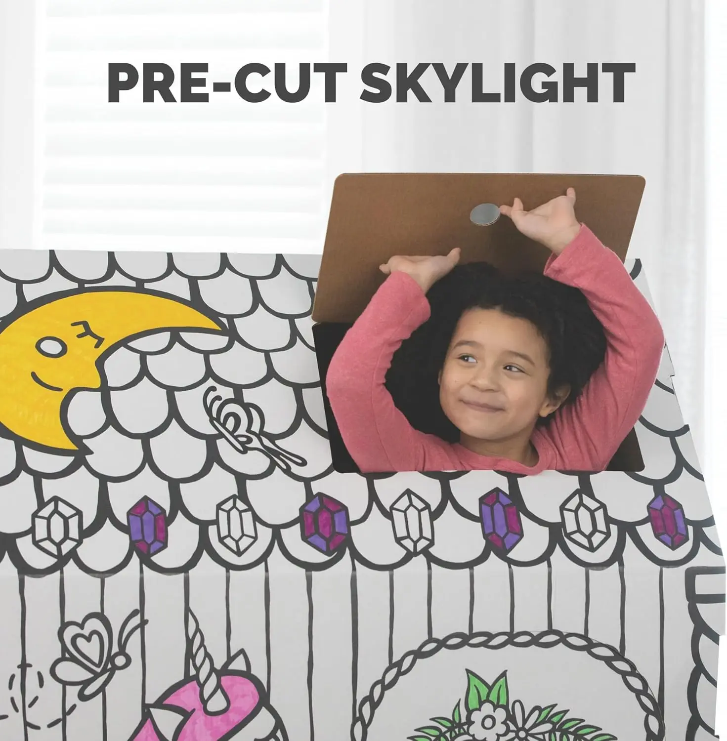 Cardboard Bankers Box at Play Color in Unicorn Playhouse Cardboard Playhouse Craft Activity for Kids and Families