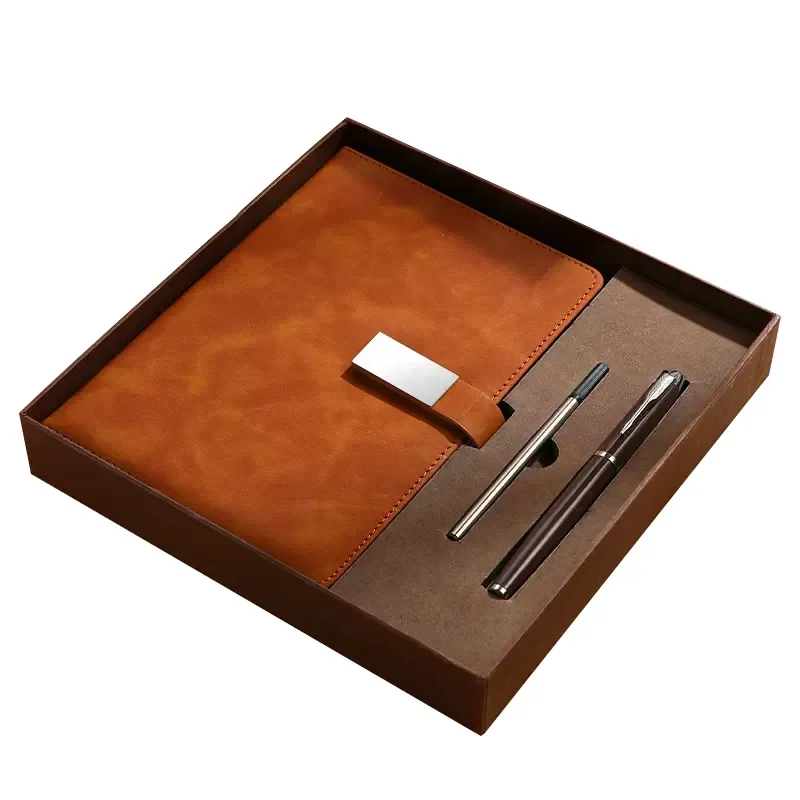 High cost performance Custom logo A5 notebook packaging box with pen card holder  business gift box stationery office set