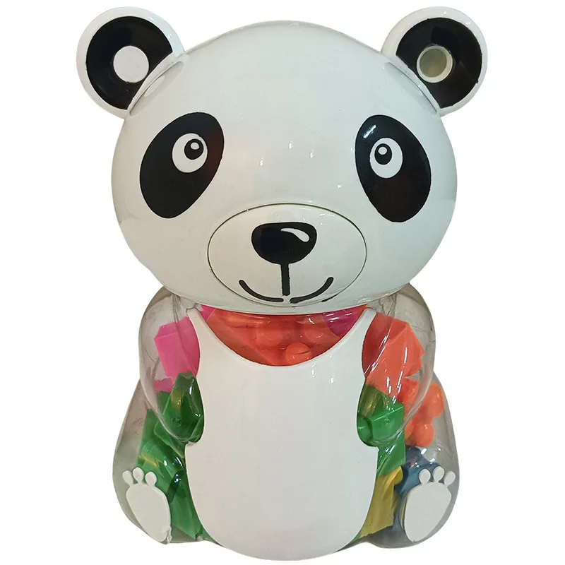 Jiefan2CM 45PCS Bear bottle large particle puzzle building blocks plastic bucket toy family piggy bank