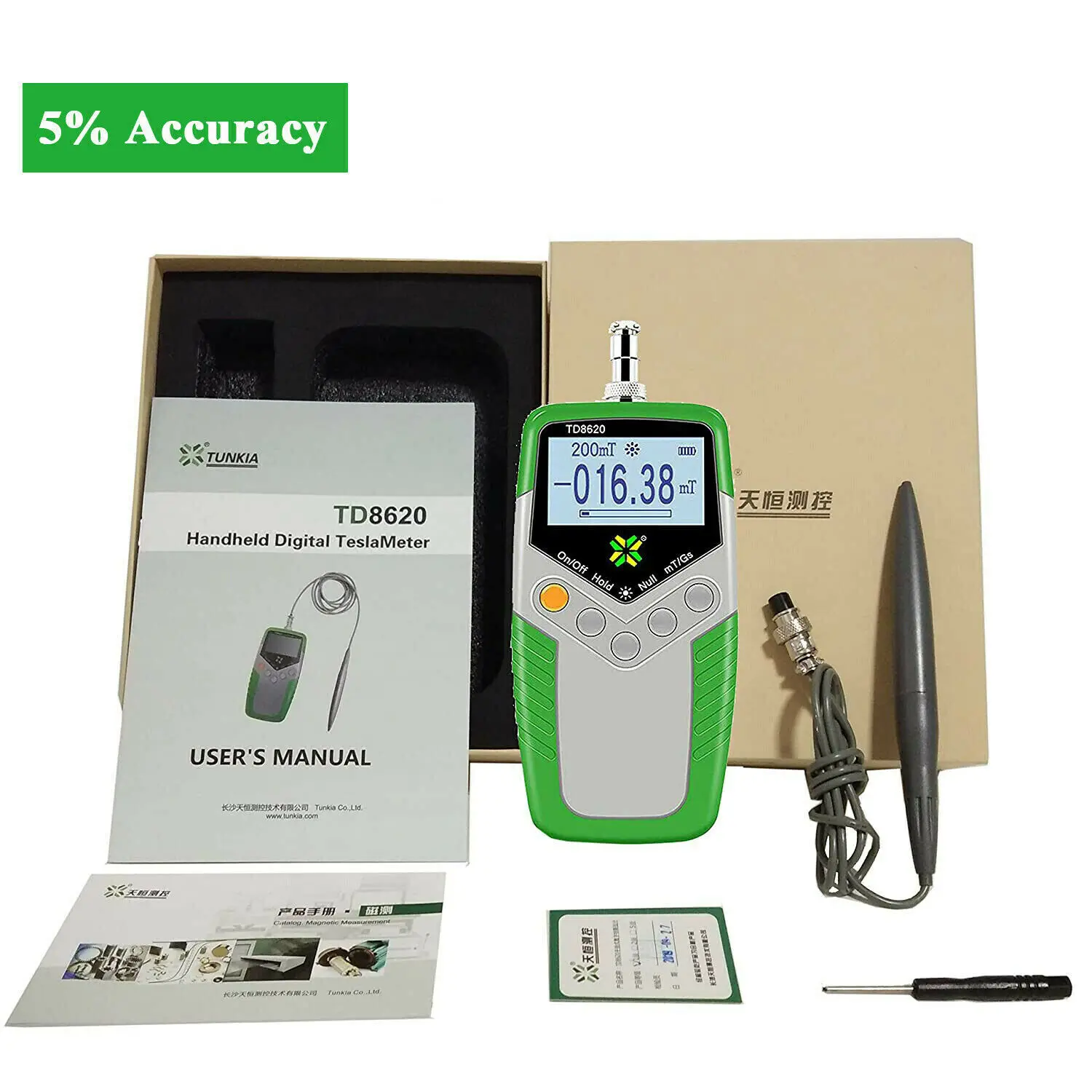 Digital Gauss Meter Tesla Meter Surface Magnetic Field Tester Gaussmeter with 5% Accuracy Ultra Large Range 0 to 2400mT