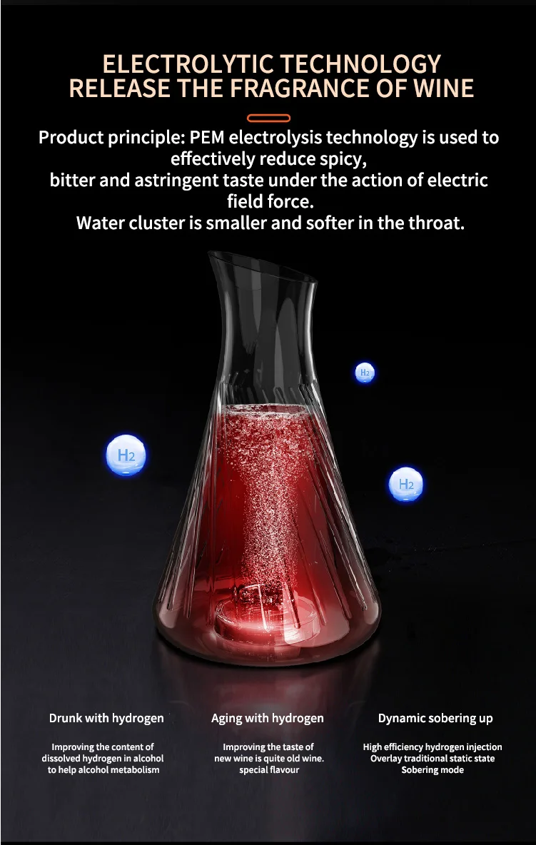 New Product Hot Sale Portable Hydrogen Wine Decanter Compact Advanced Features Stylish Design Easy Use