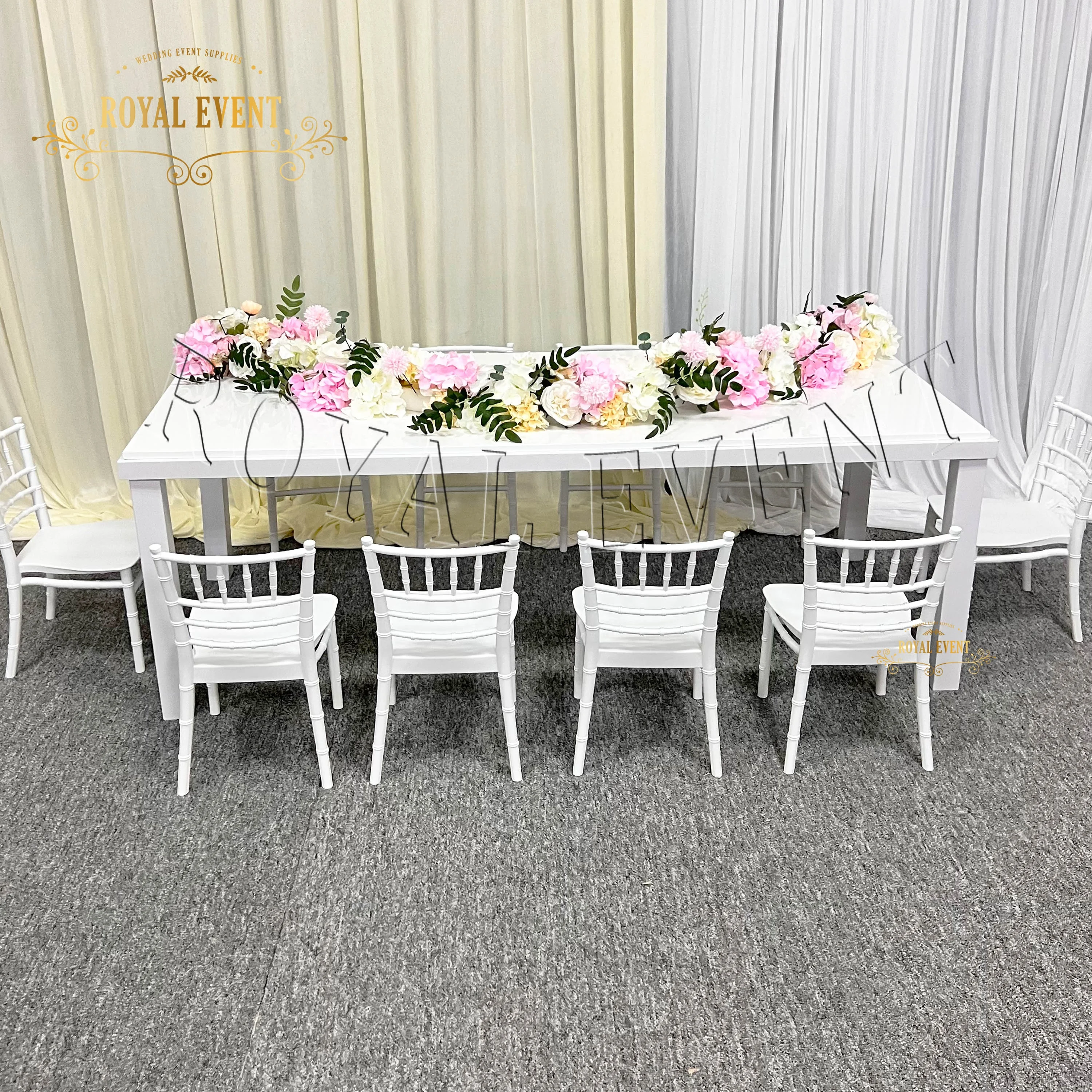 Hot Selling Kids Table And Chair Rectangle White Stainless Steel Kids Party Furniture Table For Kids