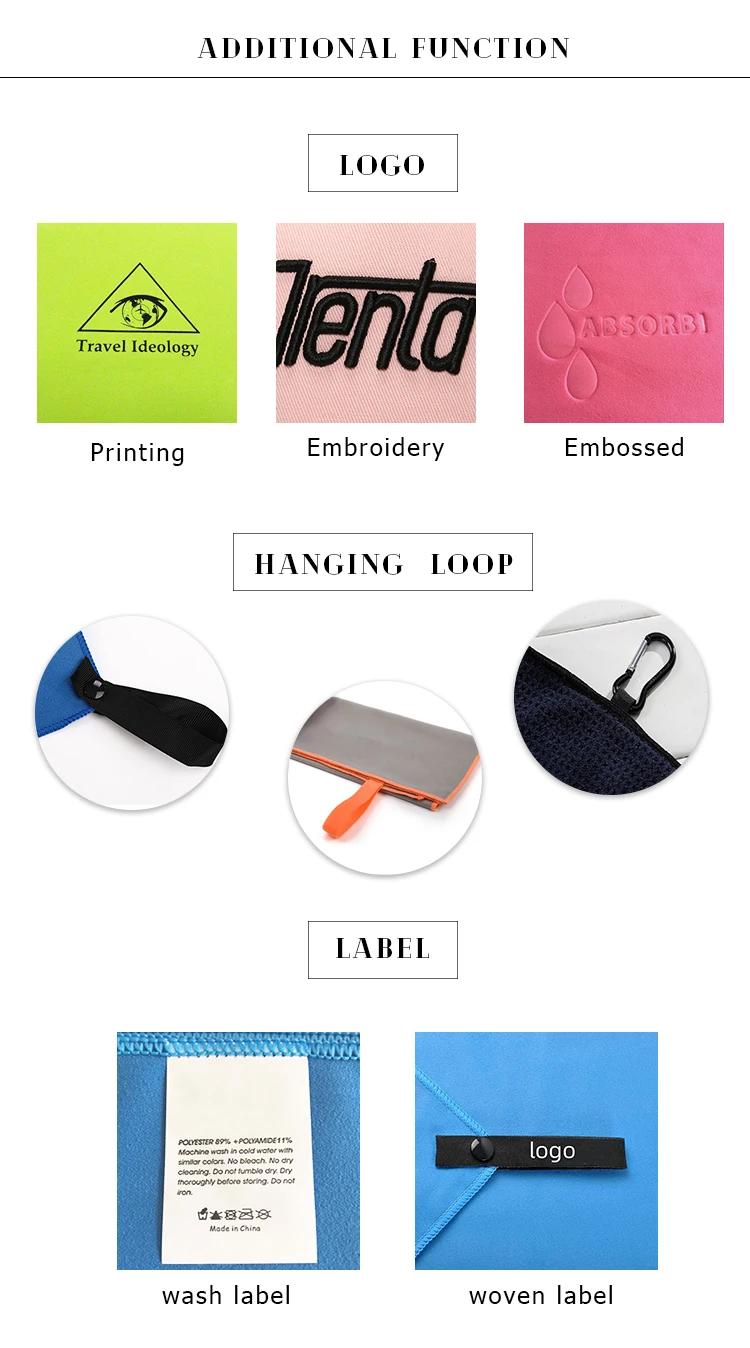 Super Absorbent & Lightweight Quick Dry Travel Towels Personified Souvenir Beach Towel With Custom Logo Large Pillow EVA Bags