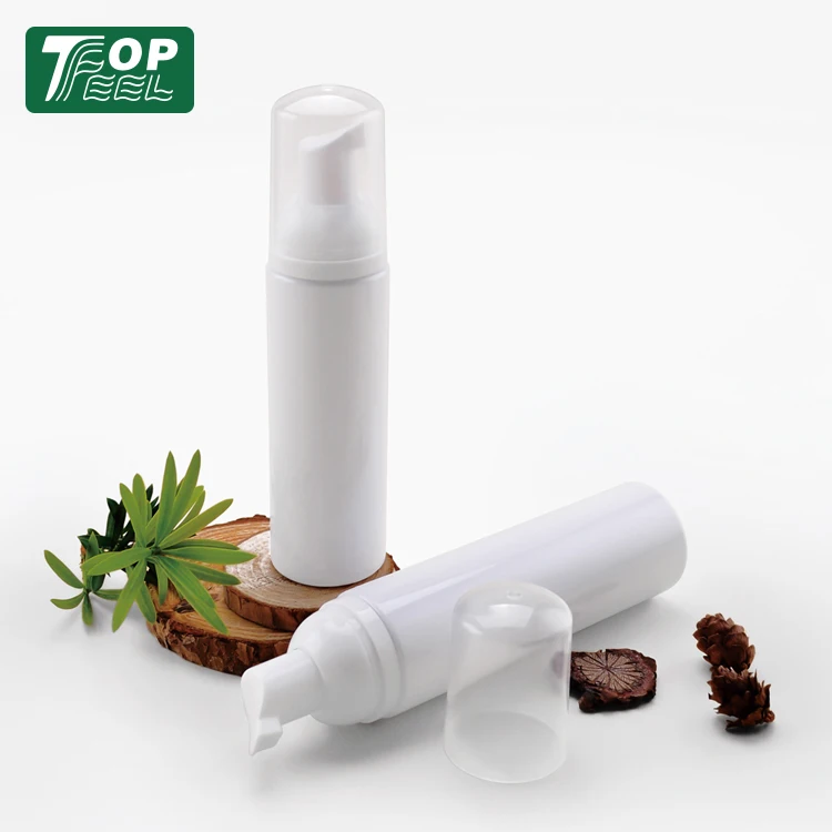 60ml 80ml 100ml Round solid white pet plastic foaming pump packaging bottle with foam pump