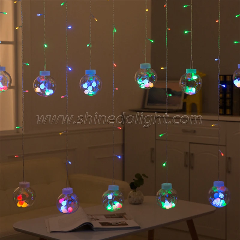 Christmas Bulb Led Window Curtain String Light Wish Ball Garland Tree Outdoor Decorations Bauble String Lights