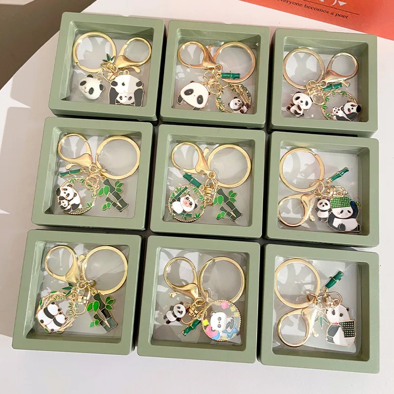 Cute Panda Keychain Chinese Style Cartoon National treasure Ornaments  Metal Hanging Drop Gift