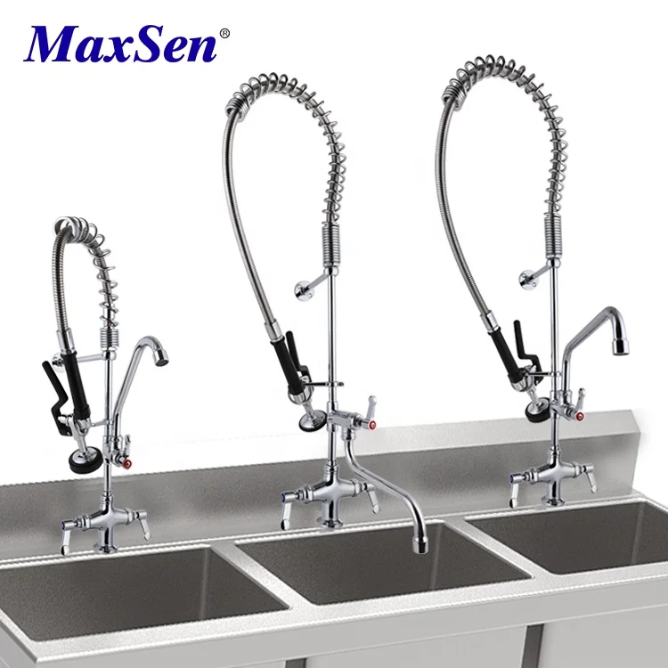 MaxSen Restaurant Pre rinse Unit with Tap Direct Manufactory Pre rinse Unit Faucet Use for 3 Compartments Sink