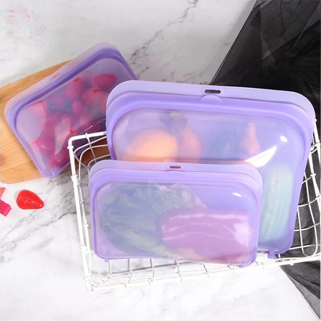 BPA Free Silicone Pouch Food Storage Bag Airtight Food Containers Reusable Ziplock Bags For Storing Sandwich, Snack and Liquids