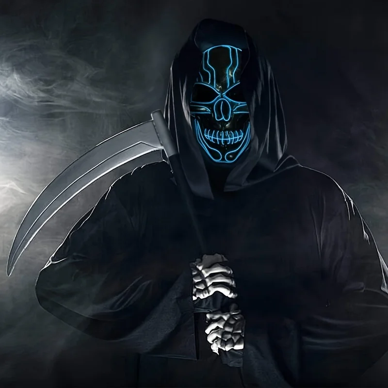 Halloween Cosplay Raves and Parties El Wire  LED Skull Full Face Mask