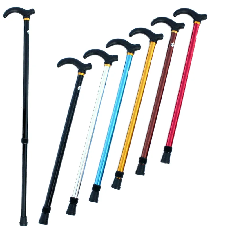 Factory Wholesale Aluminum Alloy 6-Speed Telescopic Cane Economical Walking Stick Climbing Stick Rubber Seniors Mountain
