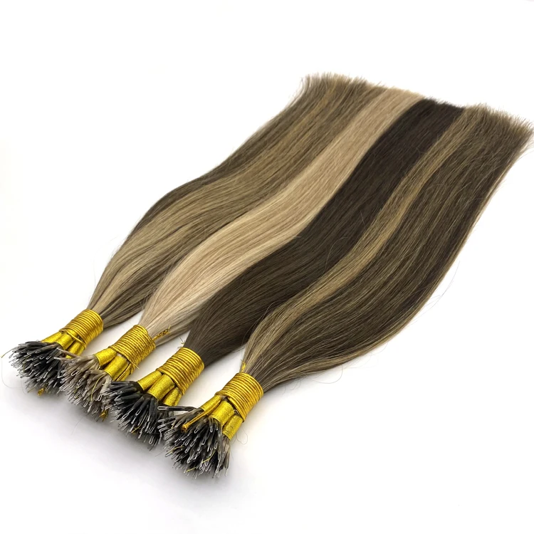 Wholesale 2024 Best Selling Russian Cuticle Intact Double Drawn Keratin Nano Ring Human Hair Extensions
