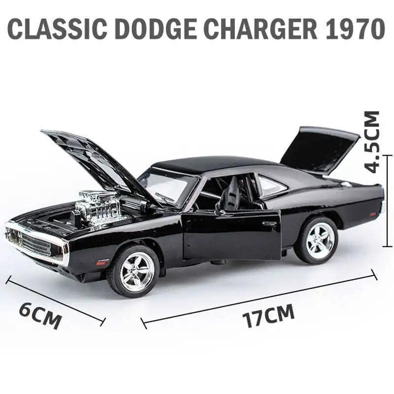 Metal Car Toy Collection 1:32 Scale Simulated Dodge Charger Diecast Car Model Pull Back Alloy Car with Sound&Light Cool for Gift