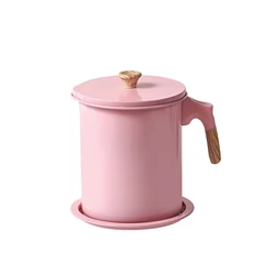 Bacon Grease Container Thick Iron Oil Filter Pot Rust-Proof Oil Storage Container For Kitchen (1.4L/1.7L) Grease Can