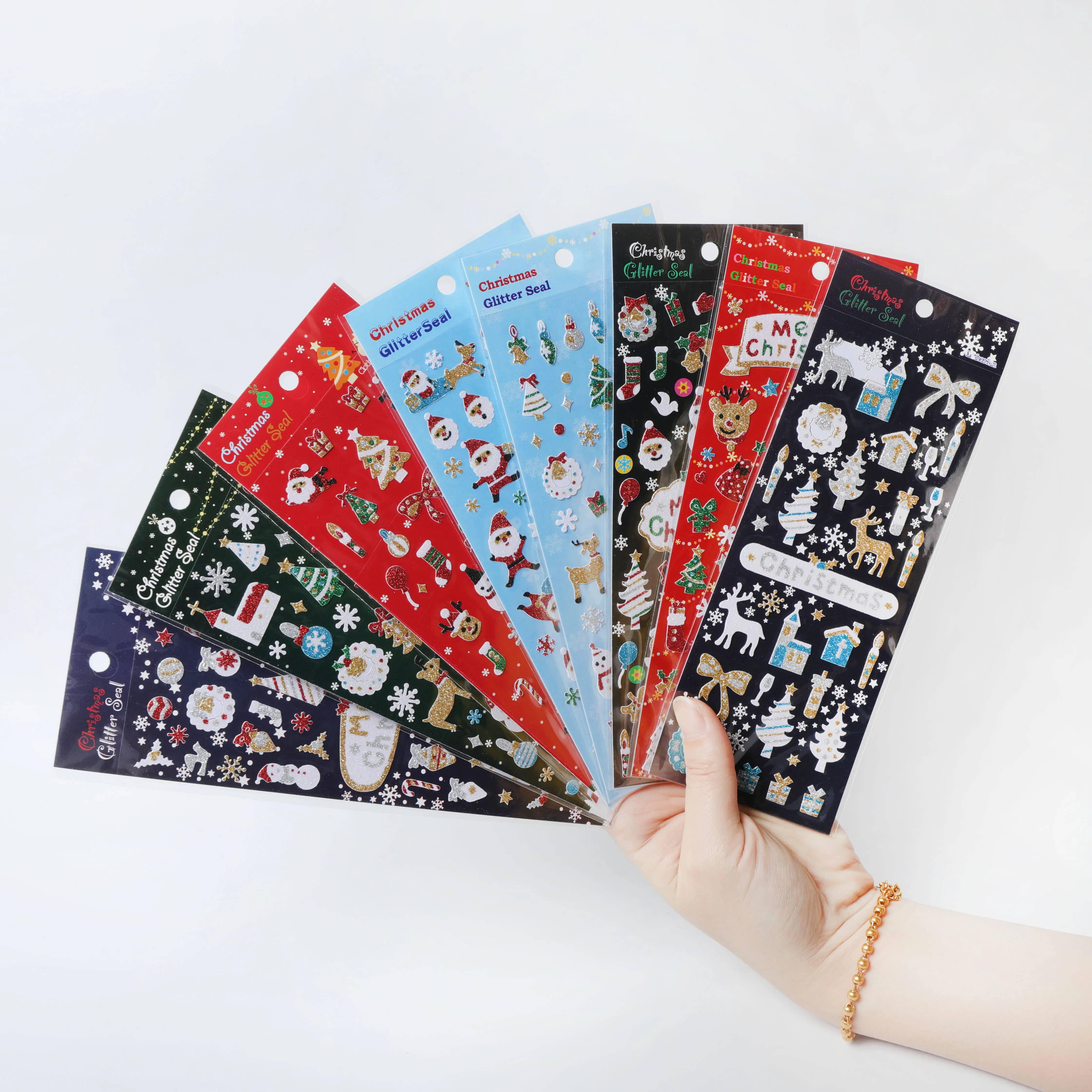 decorative deco vinyl glitter diy christmas cartoon stickers gold for gifts