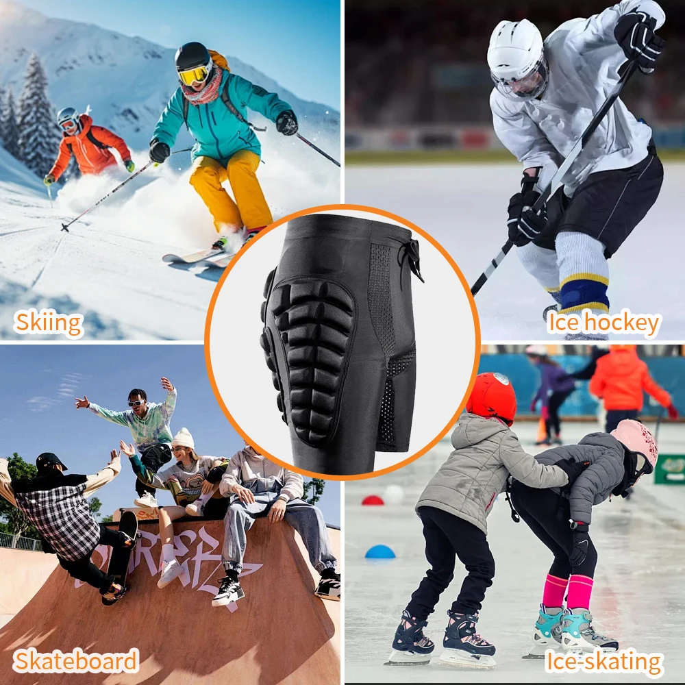 Custom Outdoor Sports EVA Padded Compression Impact Shorts Anti-Collision Protective Hip Pad Shorts Padded Skiing Shorts