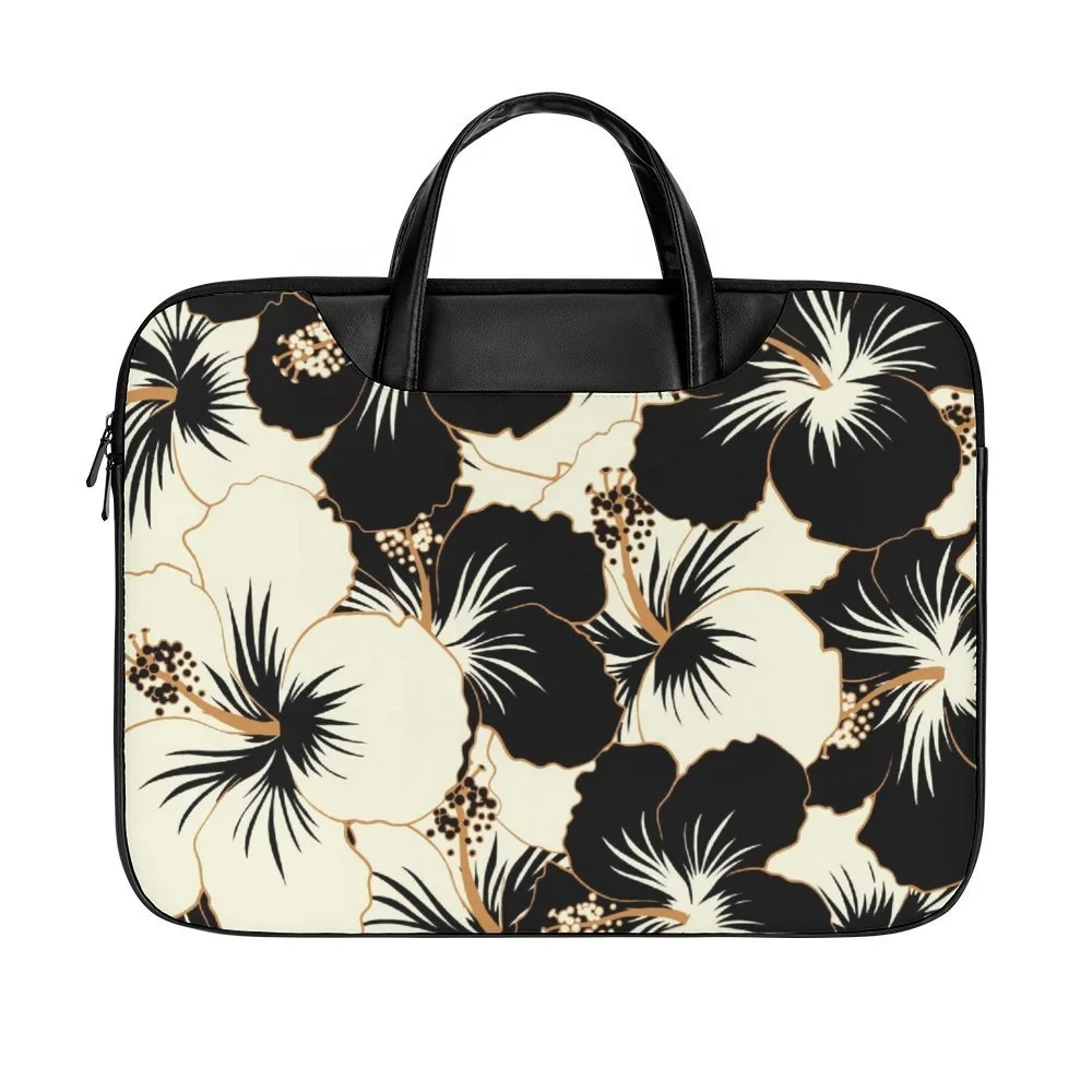 Hibiscus Flowers Waterproof Notebook Case Cover Hawaii Island Tribe Laptop Sleeve With Handle Polynesian Laptop Handbag