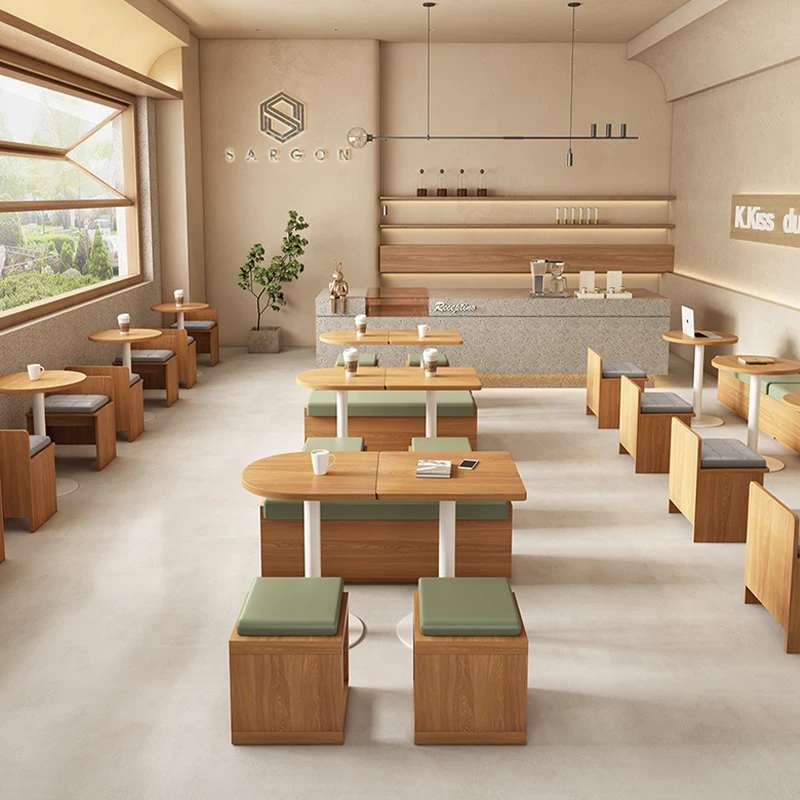 cafe booth seating modern leather booth leisure cafe wooden sofa chair coffee table set