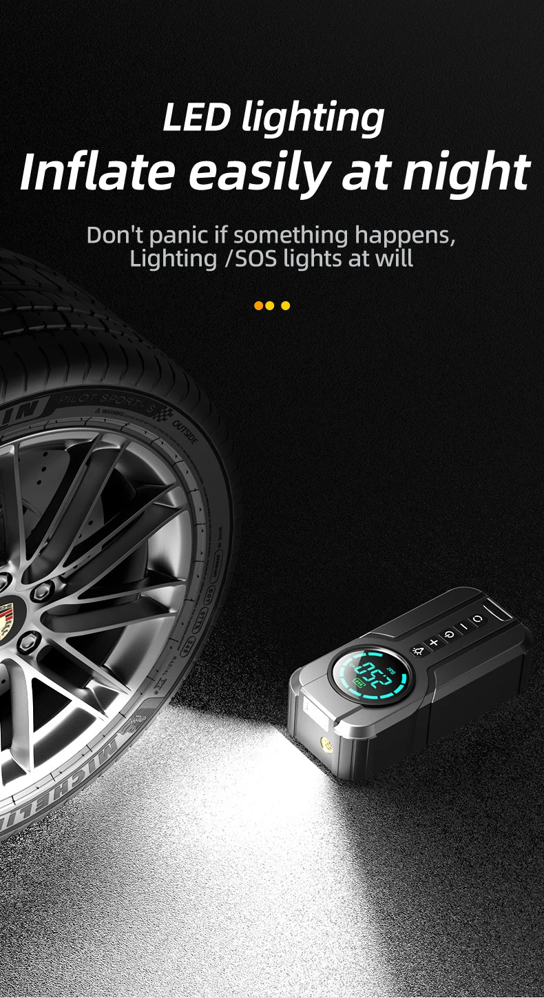 Car emergency portable 8400mAh 2 in 1 jump starter power bank and tire inflator 150psi with LED digital display