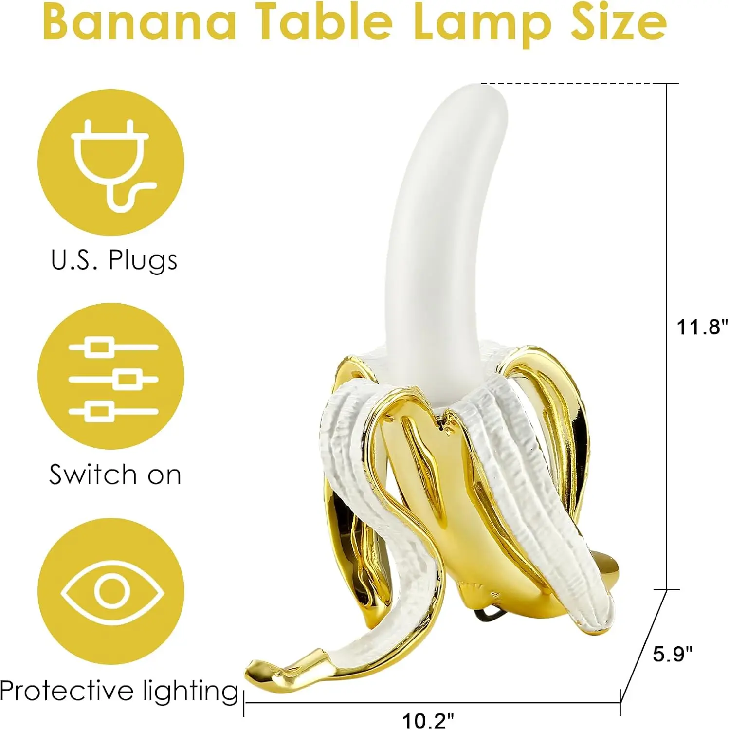 Modern Banana Novelty Table Lamp Resin Banana Lighting Fixture for Living Room, Bedroom,Funny Night Light Kids Room