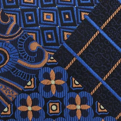 Custom Brand Logo Vintage Floral Woven Necktie Men Four Kind Flower Pattern Splicing Jacquard Polyester Tie Navy