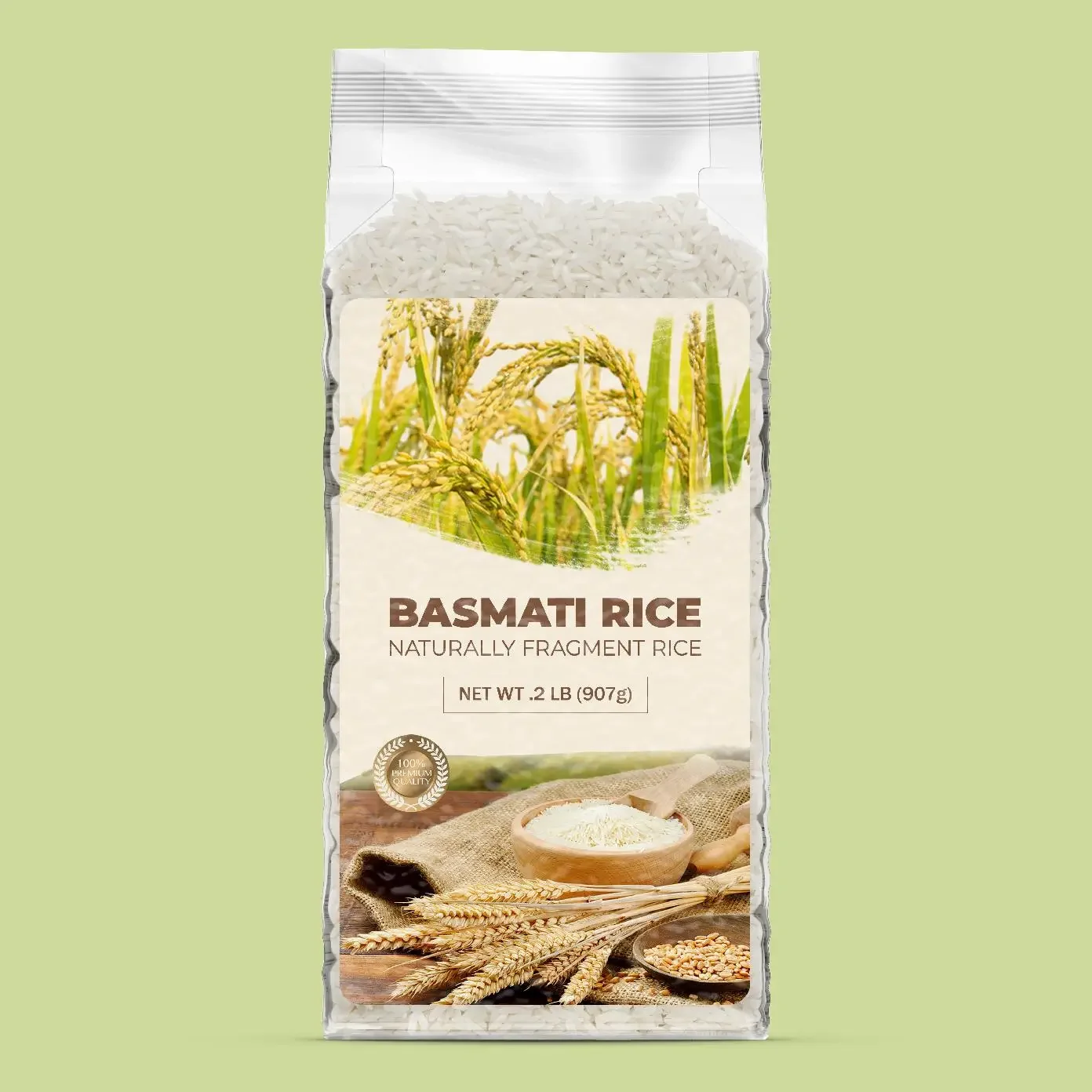 BPA Free Packaging Recyclable Plastic 1kg Rice Packing Bag Custom Four Side Seal Pouch with logo printing