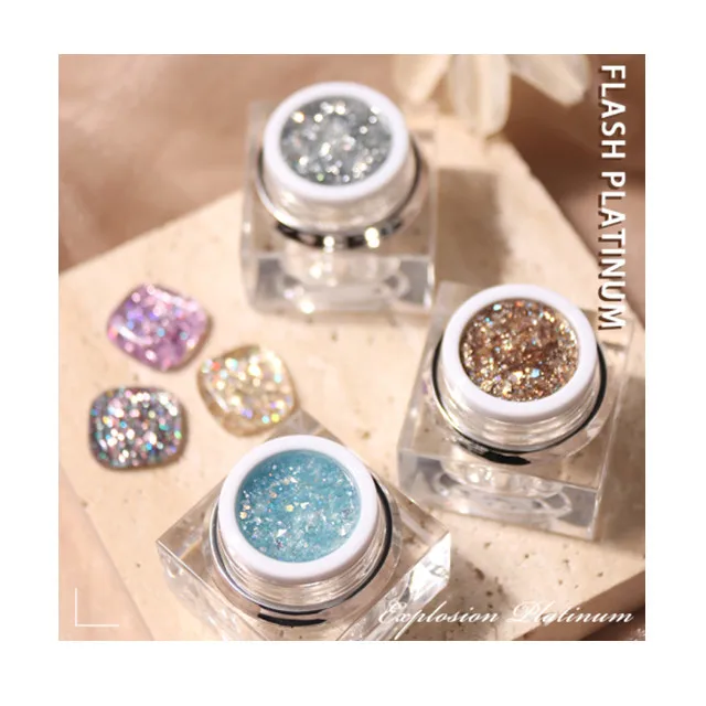 HS polish gel UV polish Soak Off UV Gel Sparkle Glitter For Platinum Nail Gel  Private Label 16 Colors
